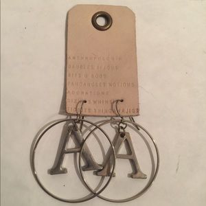 Anthropologie Sterling silver initial ‘A’  hoop earrings NWOT
